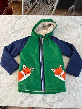Boden High Pile Fleece Lined Jacket In Highland Green Fox Sz 9/10Y